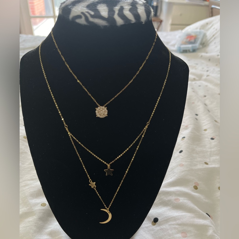 14K Moon and Stars Necklace.